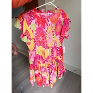 NWT J. MARIE‎ WOMEN'S XL Leilani floral print smocked RUCHED DRESS